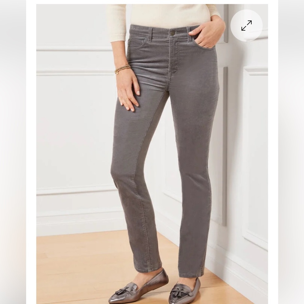 TALBOTS VELVETEEN STRAIGHT LEG PANTS, Grey size 10P